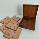 Asian wooden coaster in box