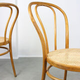 Vintage wide bentwood and cane chairs, set of 2
