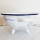 Strainer 3 feet in white enamel vintage French 30s