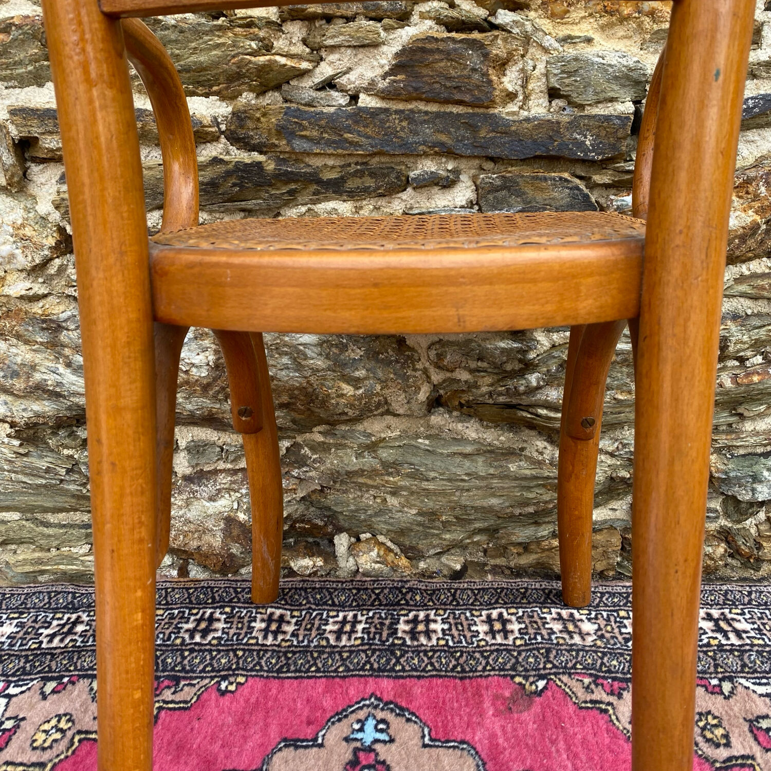 Children's bistro chair in wood and caning