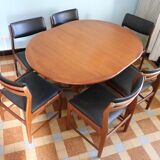 Scandinavian teak table and 6 chairs