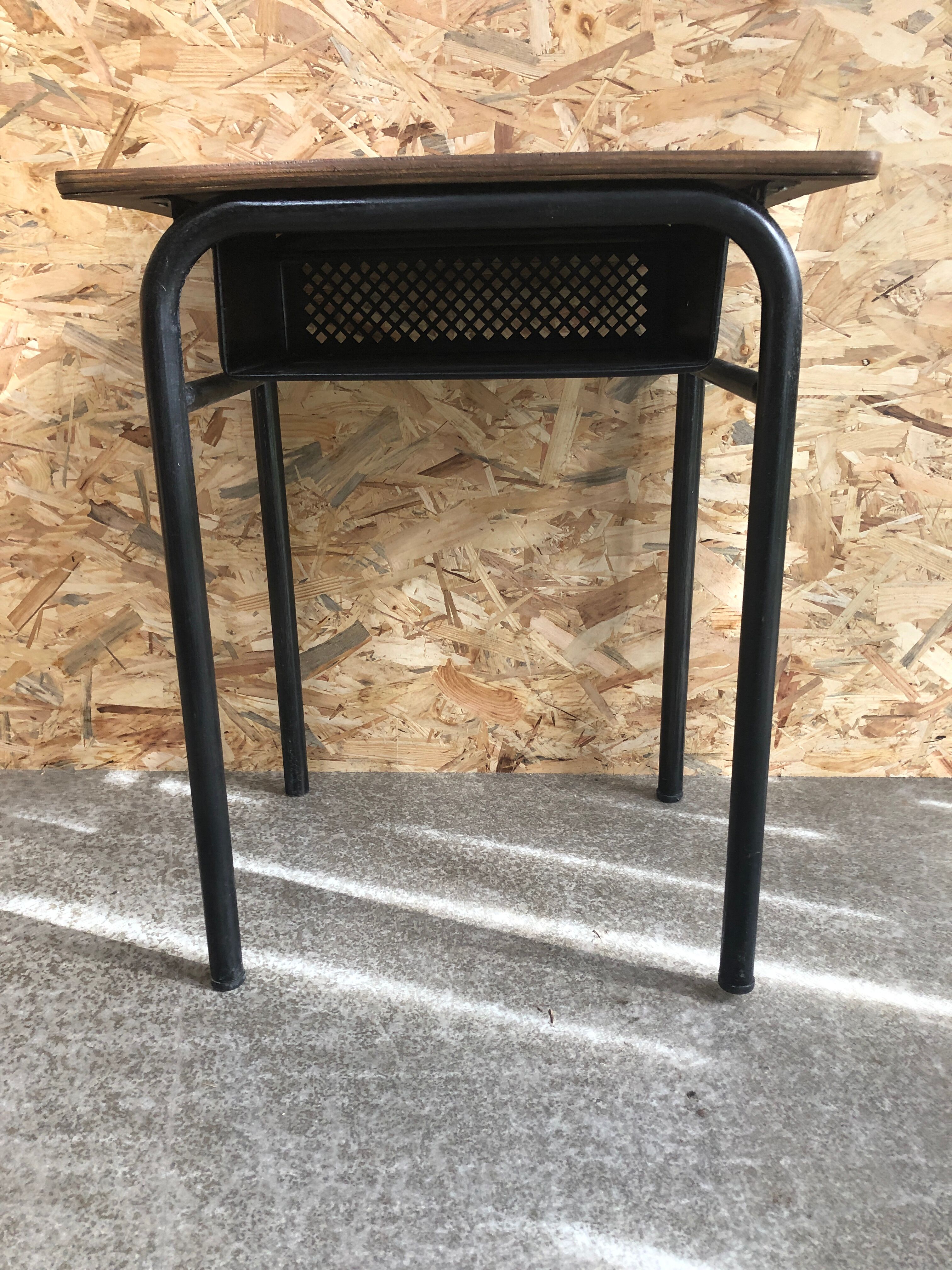 Old desk single desk child metal box + vintage wood tray #6