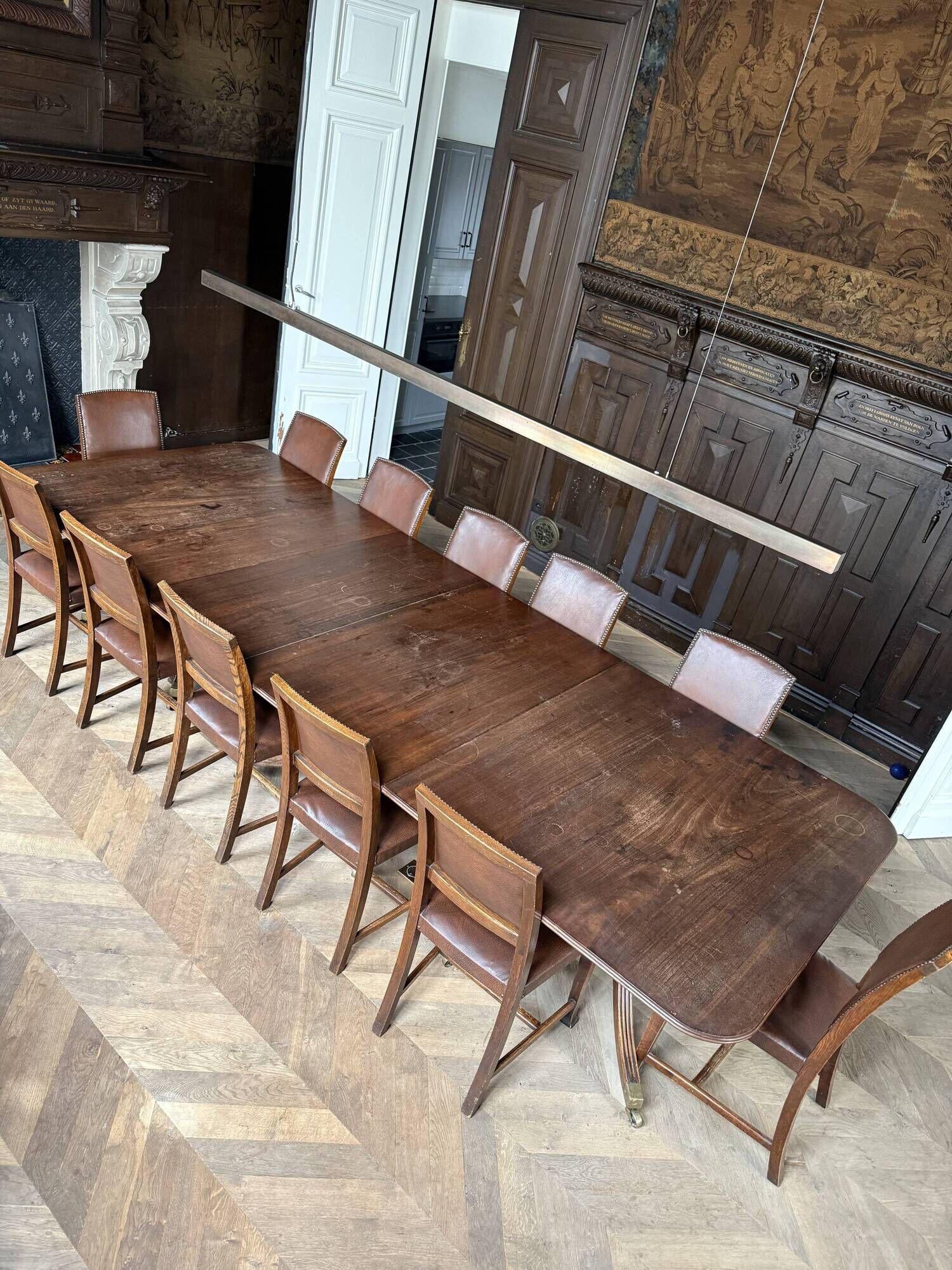 Table set and 12 chairs.
