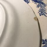 Lot of 5 flat plates and 5 plates Gien 1960, blue and white hollow