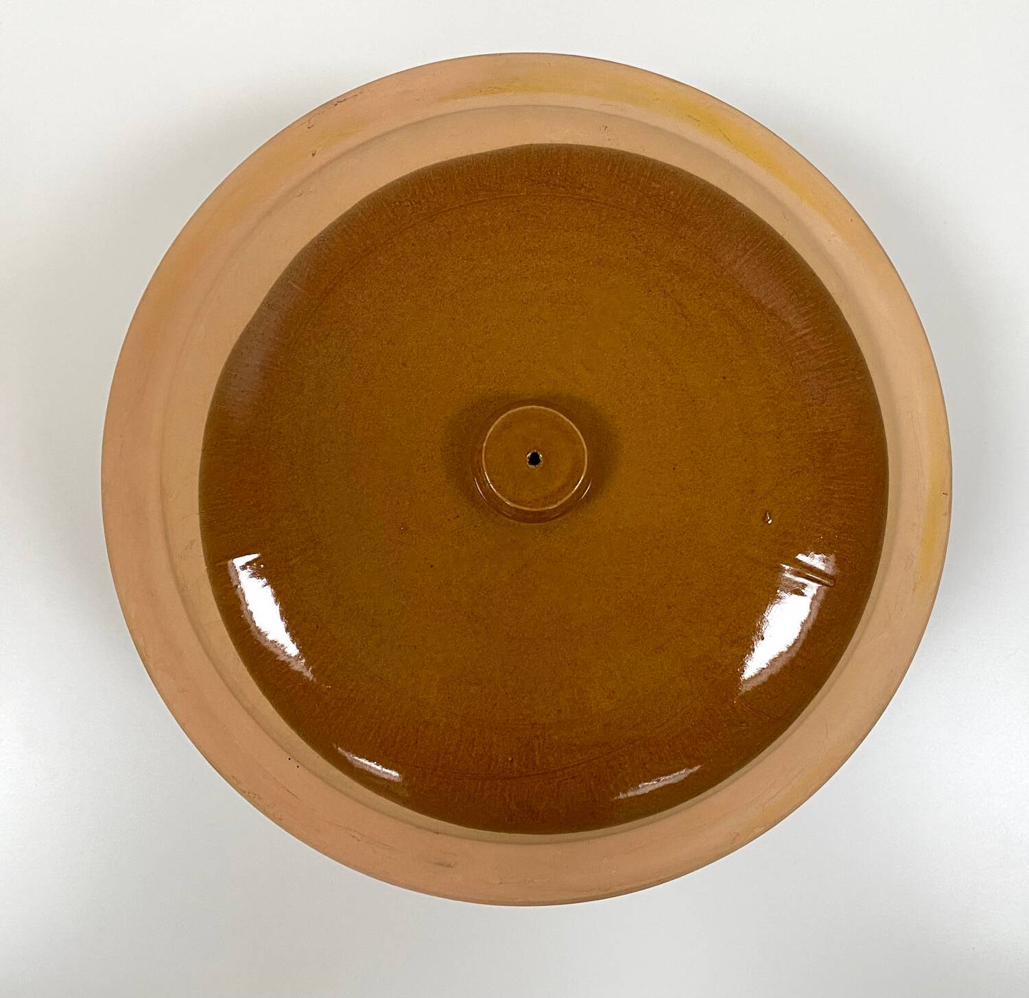 Large glazed terracotta cassoulet dish