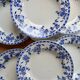 6 antique deep plates, blue and white Dresden porcelain