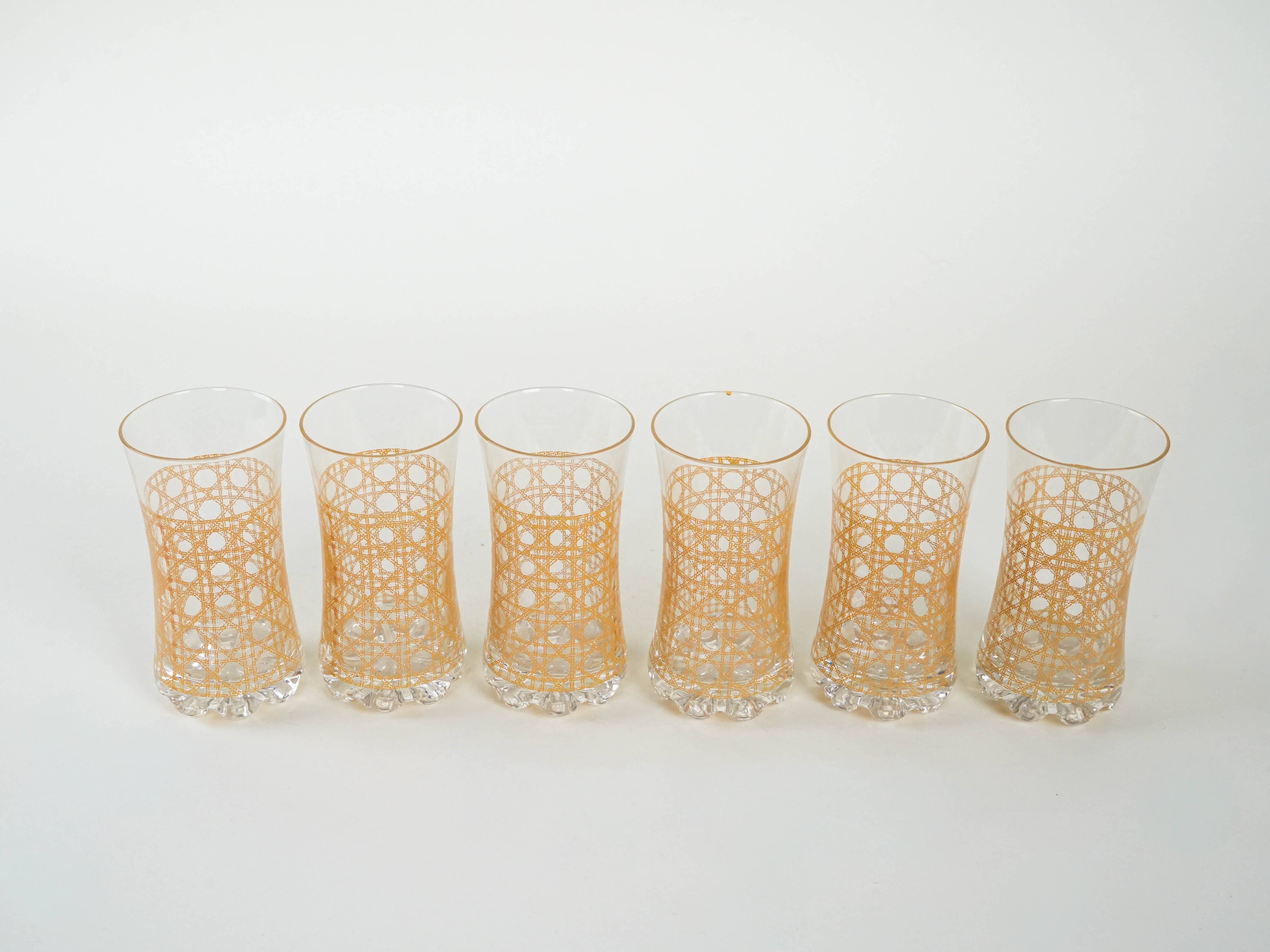 Set of six glasses, Italian design, 1960s, manufactured in Italy