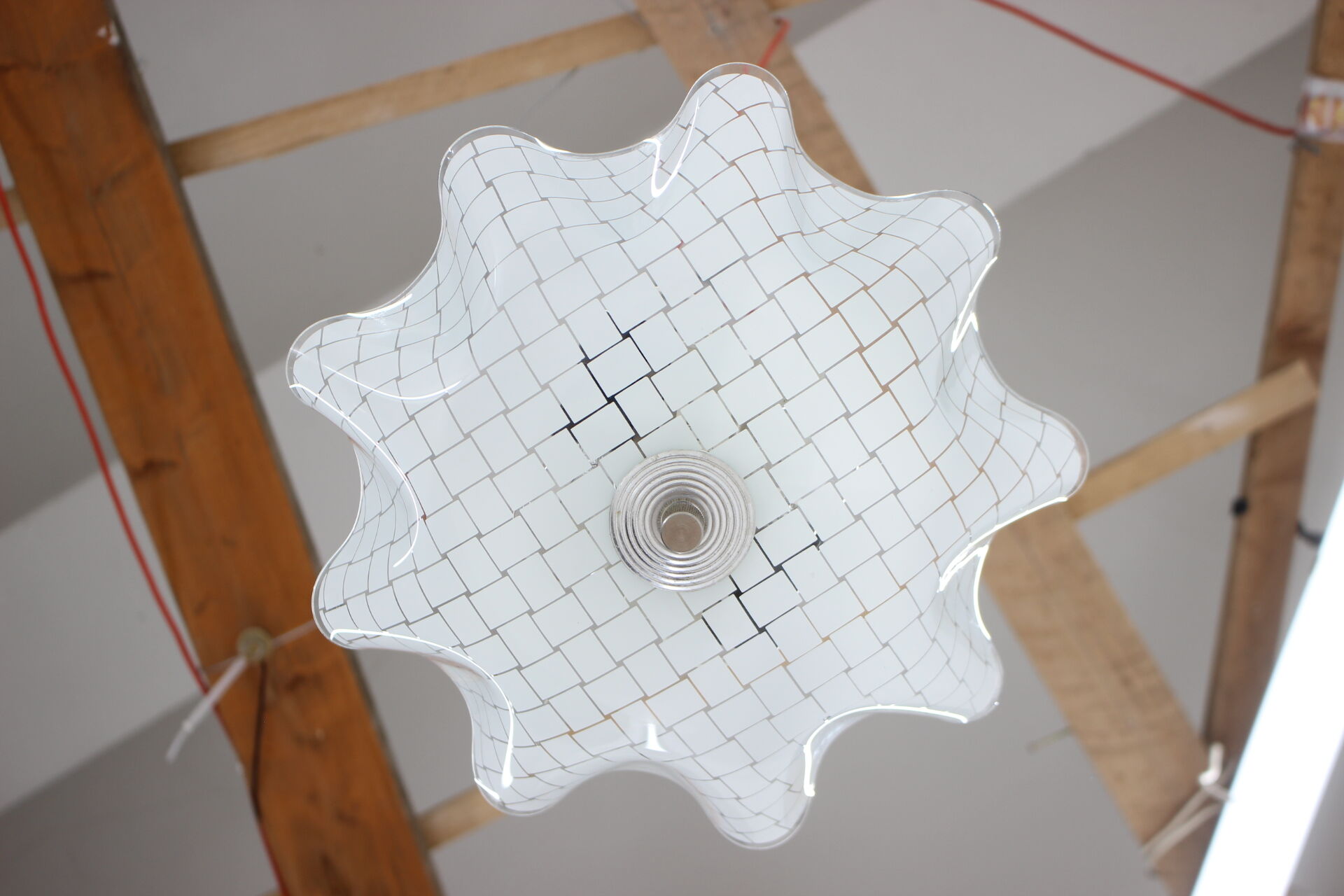 1970s Glass Pendant Lamp, Czechoslovakia
