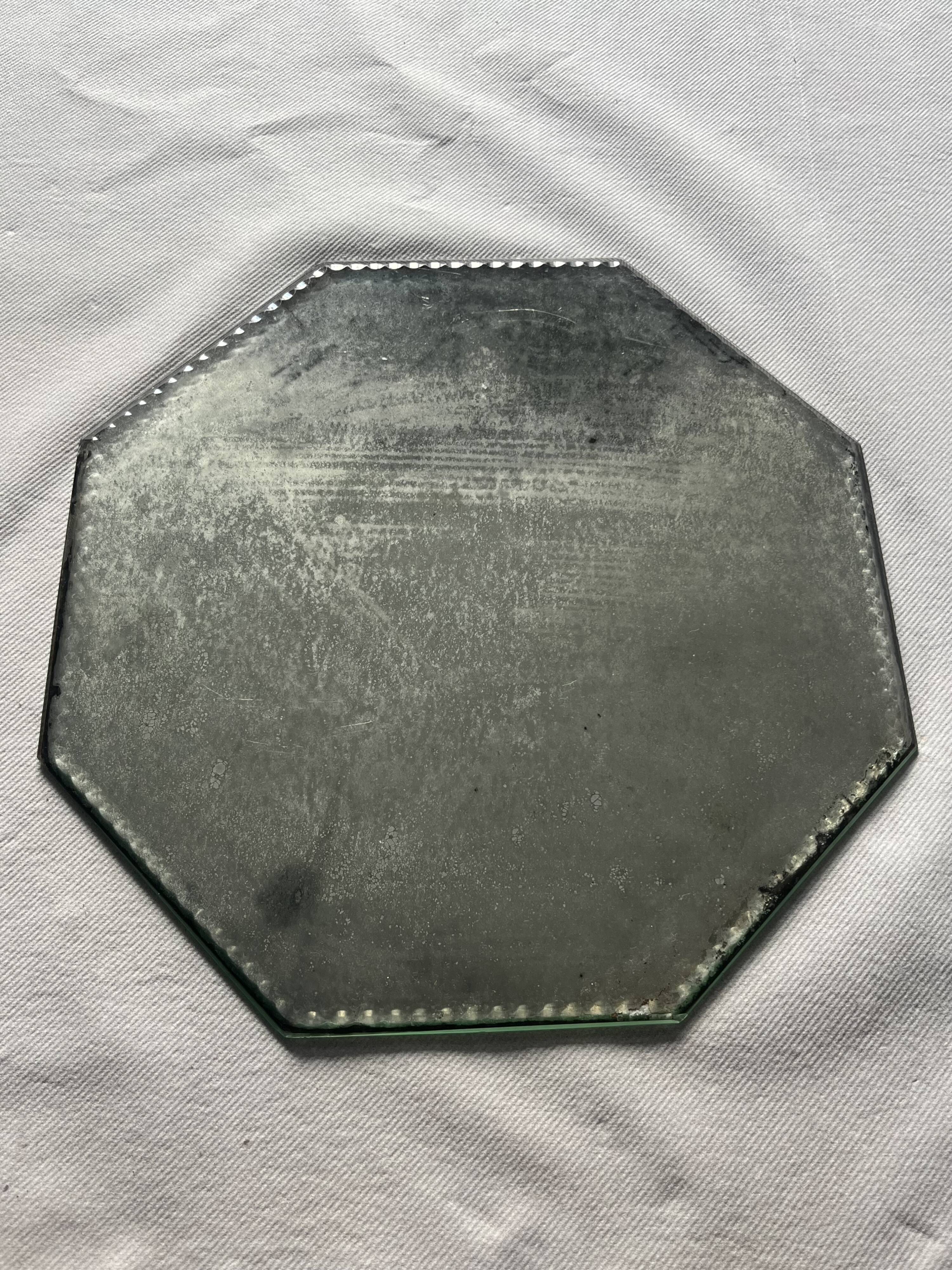 Mirror, antique octagonal tray.