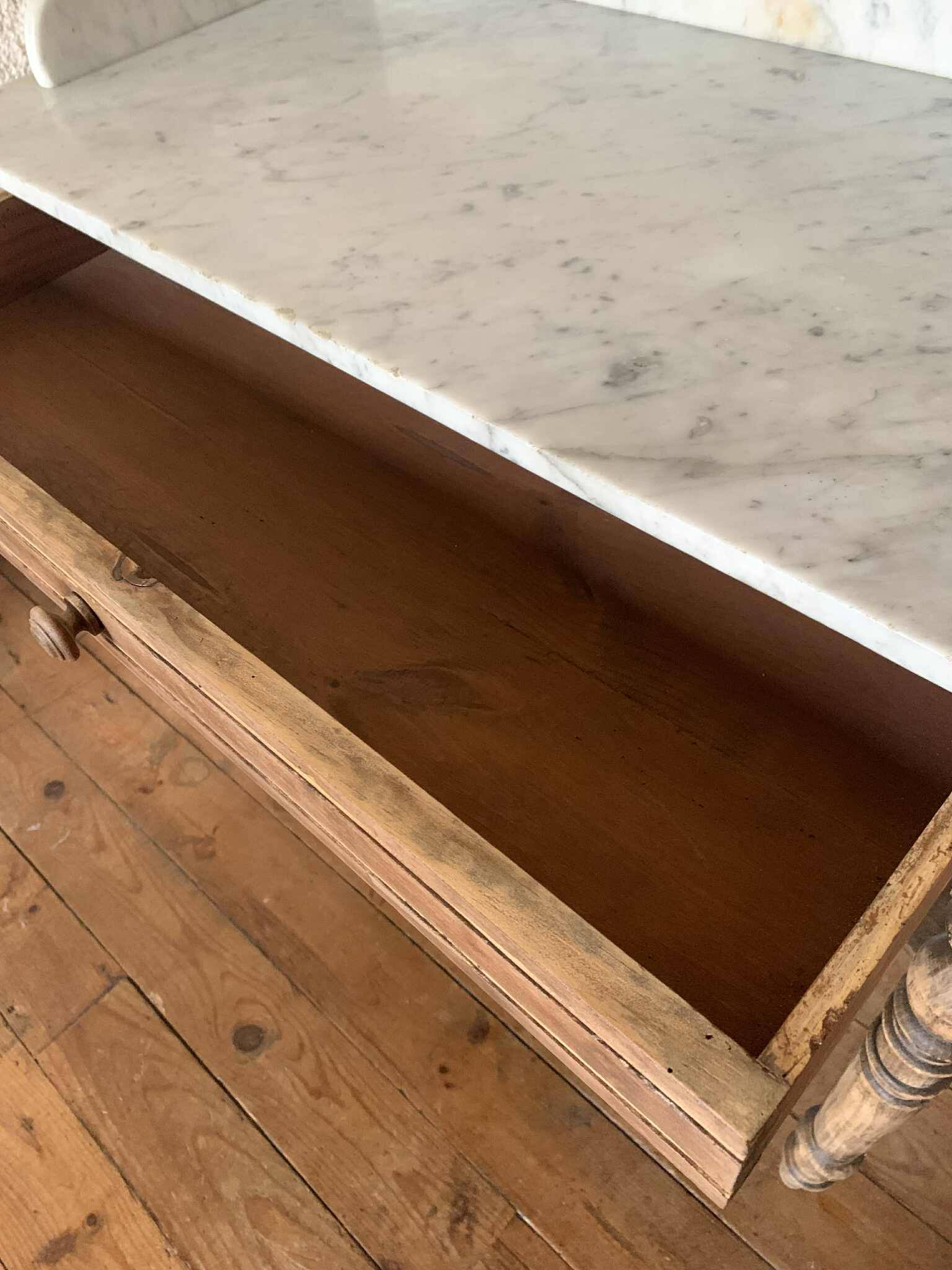 Antique dressing table with white marble top