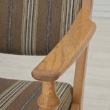 1970s, pair of Scandinavian armchairs, furniture wool, solid oak wood.