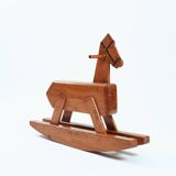 Cheval à bascule en chêne, Pays-Bas 1950