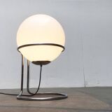 Vintage globe floor lamp in glass and chrome from the space age.