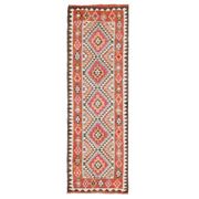 1970s vintage Turkish hand-knotted wool cotton brown runner rug 90x286