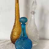 Blue glass carafe made in Belgium from the 60s