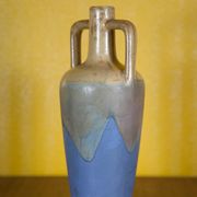 Flamed glazed stoneware bottle, Fournier Demars St-Amand alcohol bottle, amphora vase