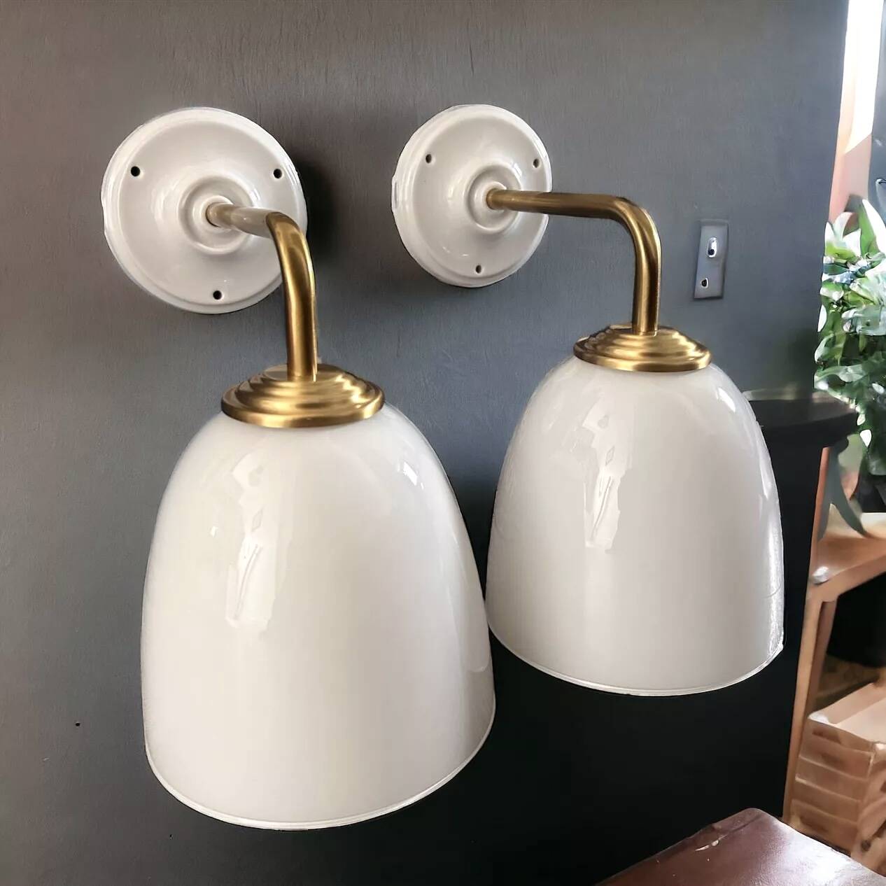 Pair of white wall sconces