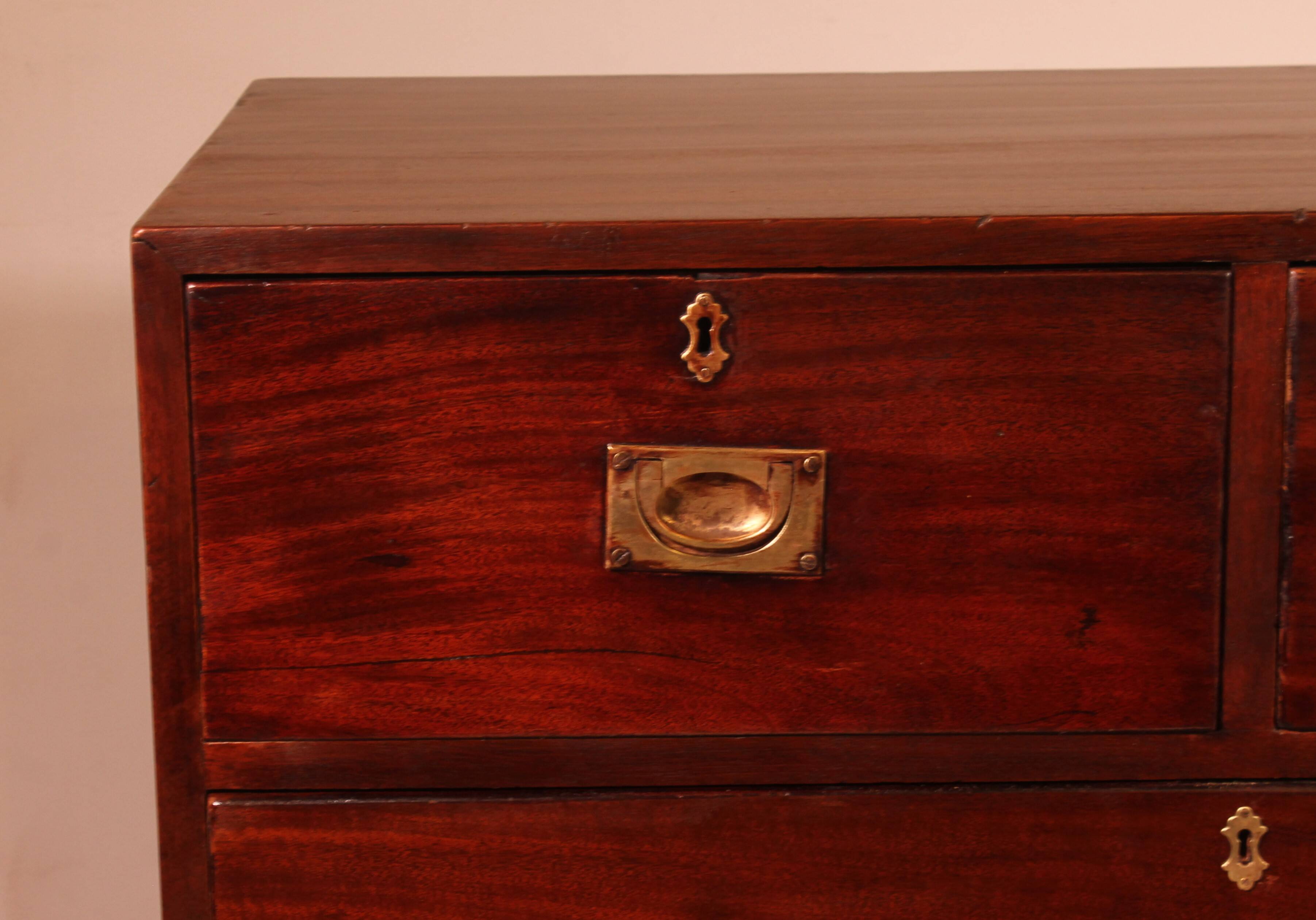 Military or Naval Chest of Drawers in Mahogany - 19th Century