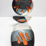 Rare set of three Elchinger Atelier ceramic bowls. France, 1950.