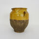 Varnished yellow confit pot, south-west of France. Conservation jar. Pyrenees XIXth
