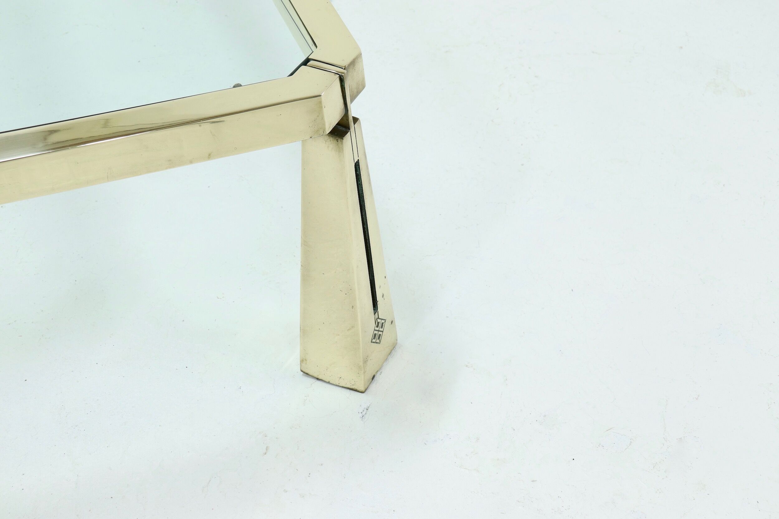 Solid brass sculptural coffee table by Peter Ghyczy 1980s