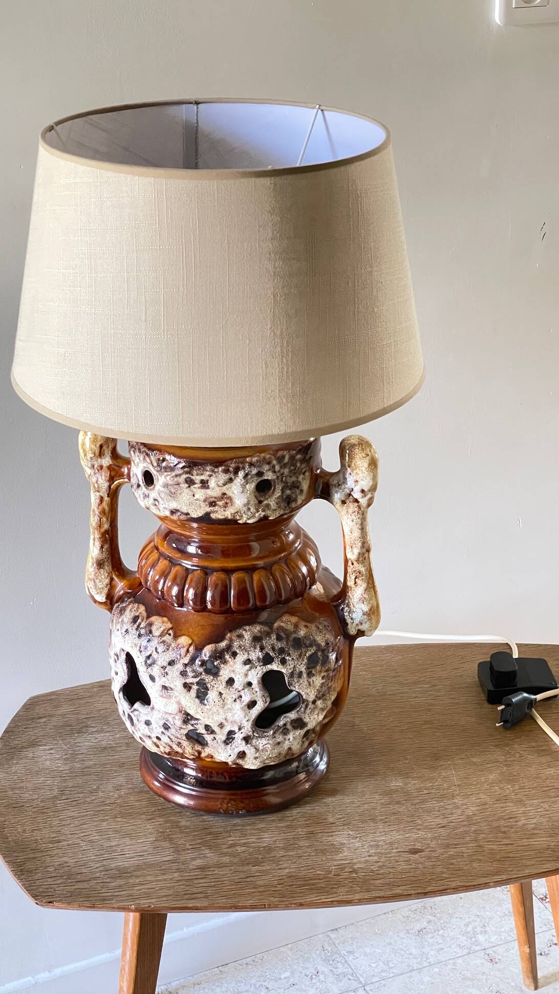 Lamp ceramic fat lava double lighting 70s