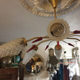 5-light brass chandelier 1950