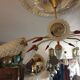 5-light brass chandelier 1950