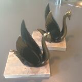 Pair of brass swans bookends
