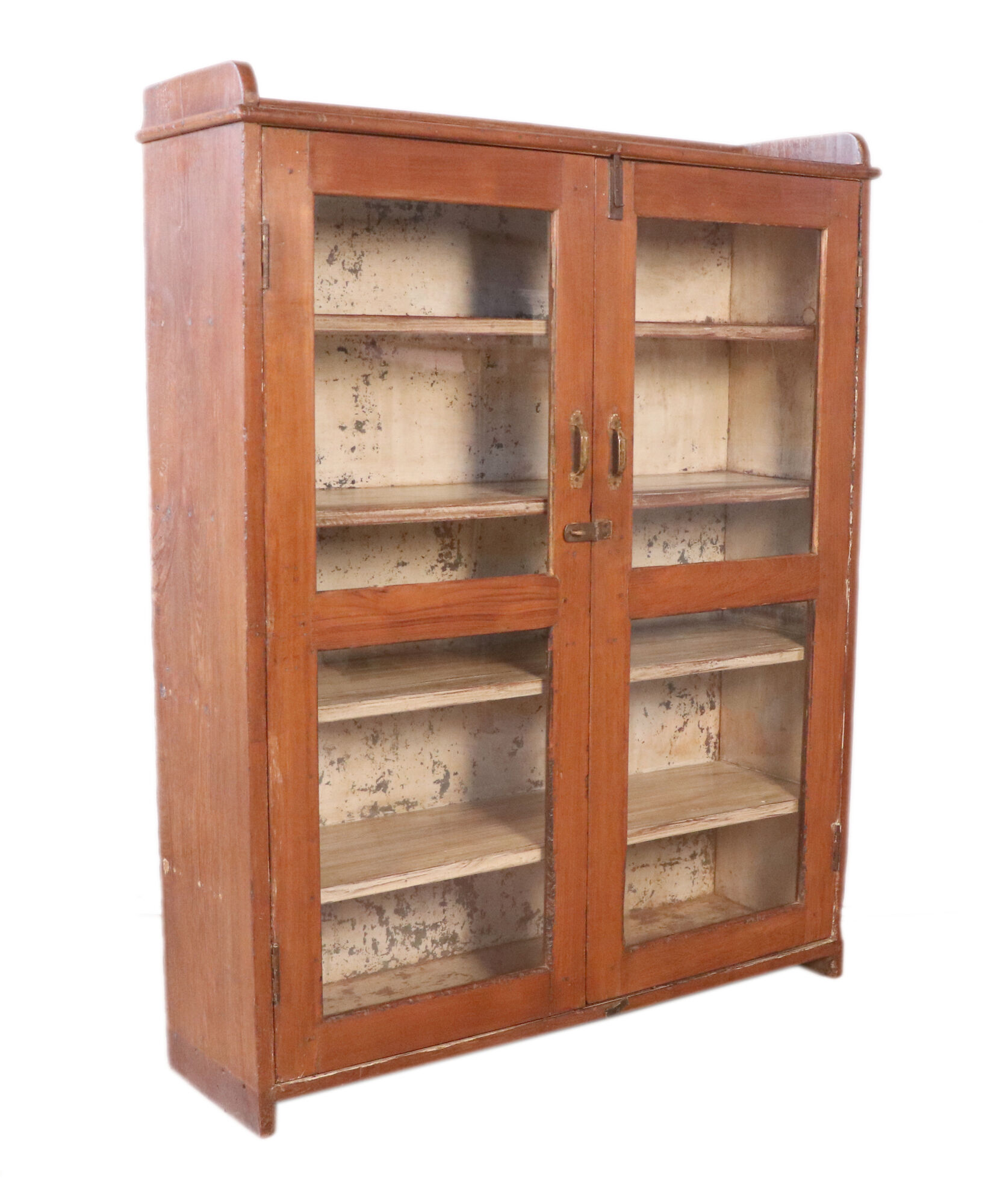 Old art deco showcase in Burmese teak patina original interior swine