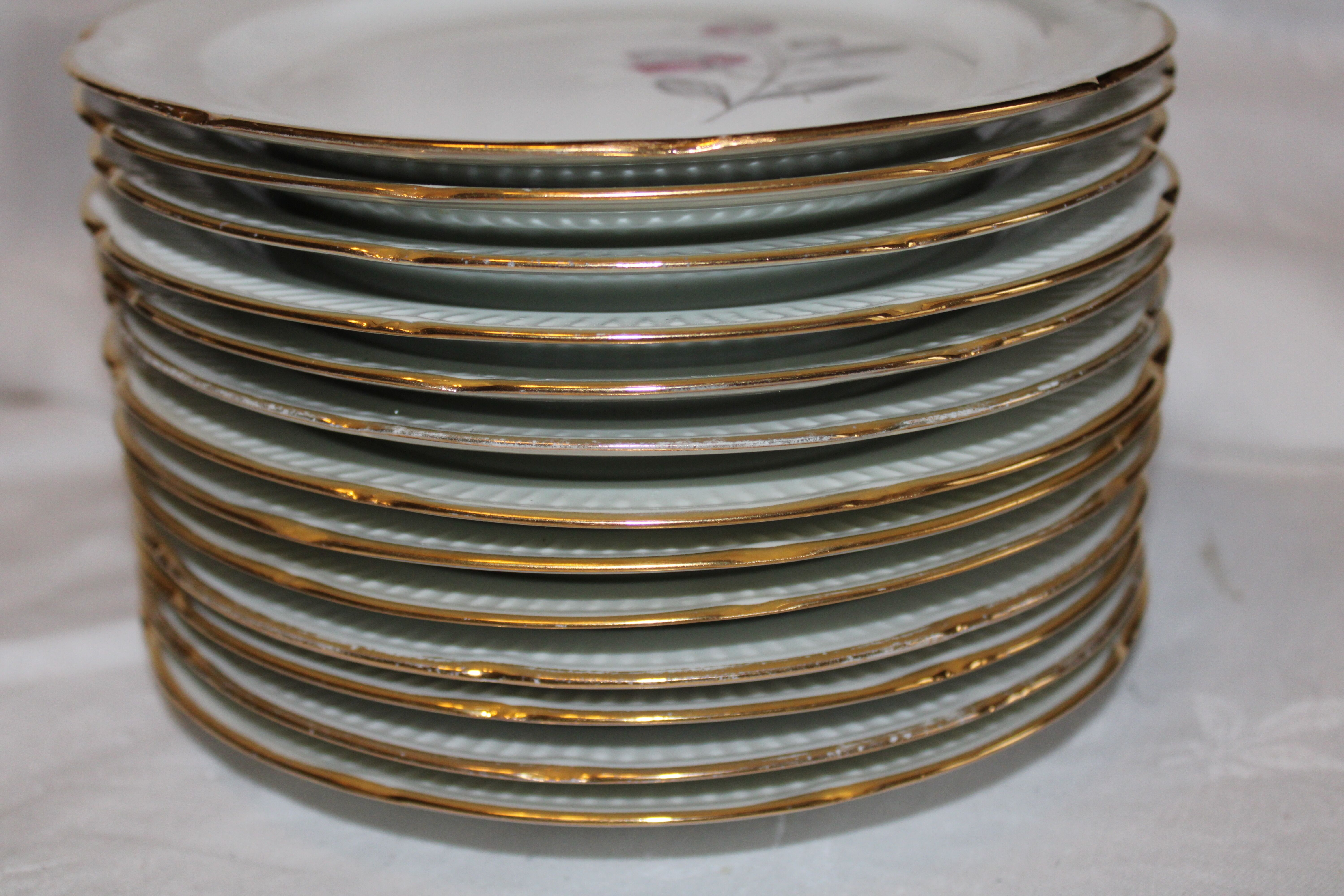Lot of 13 Plates at Dessert Porcelaine Vierzon C.G.