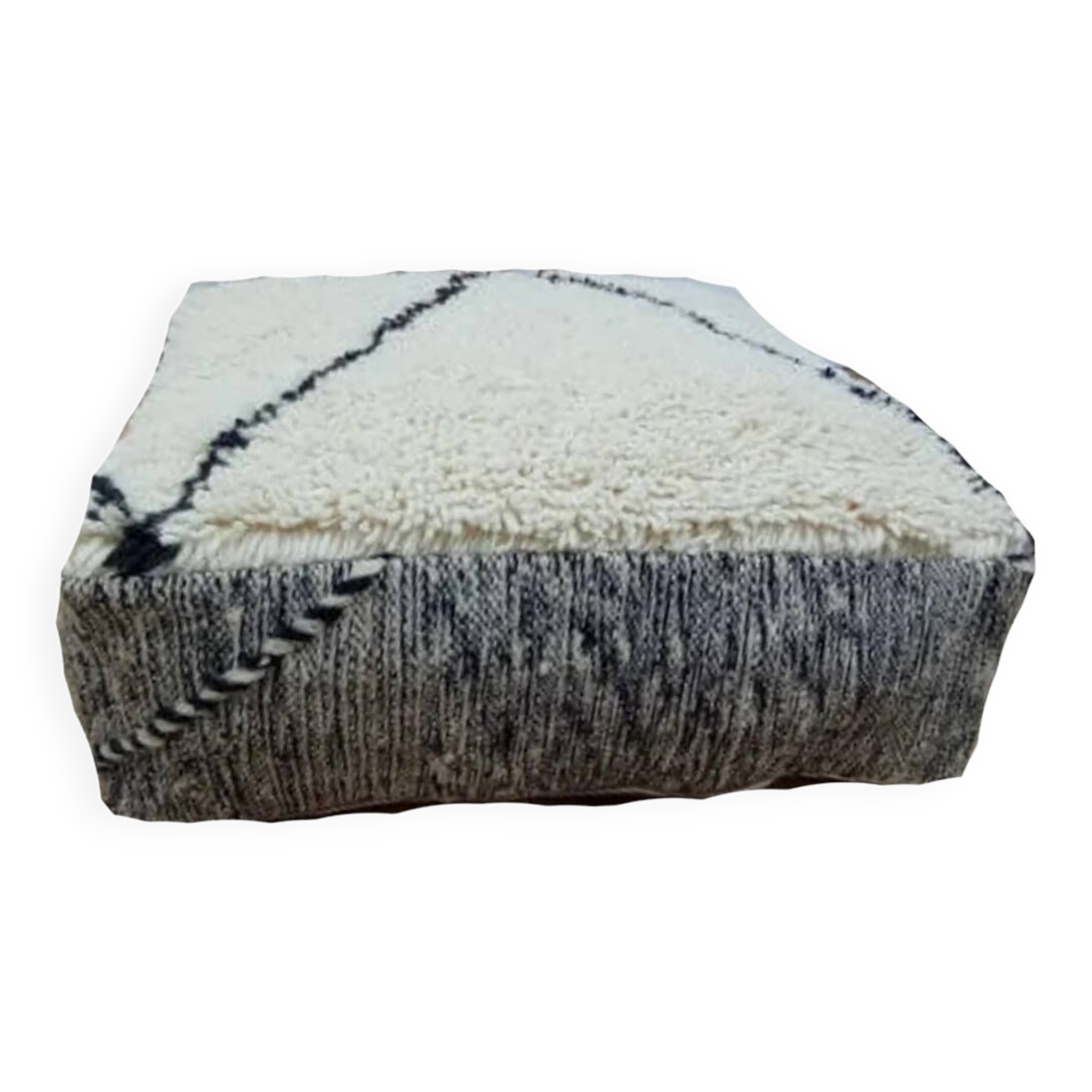 Handmade Berber pouf in wool 60 X 60 X 20 CM