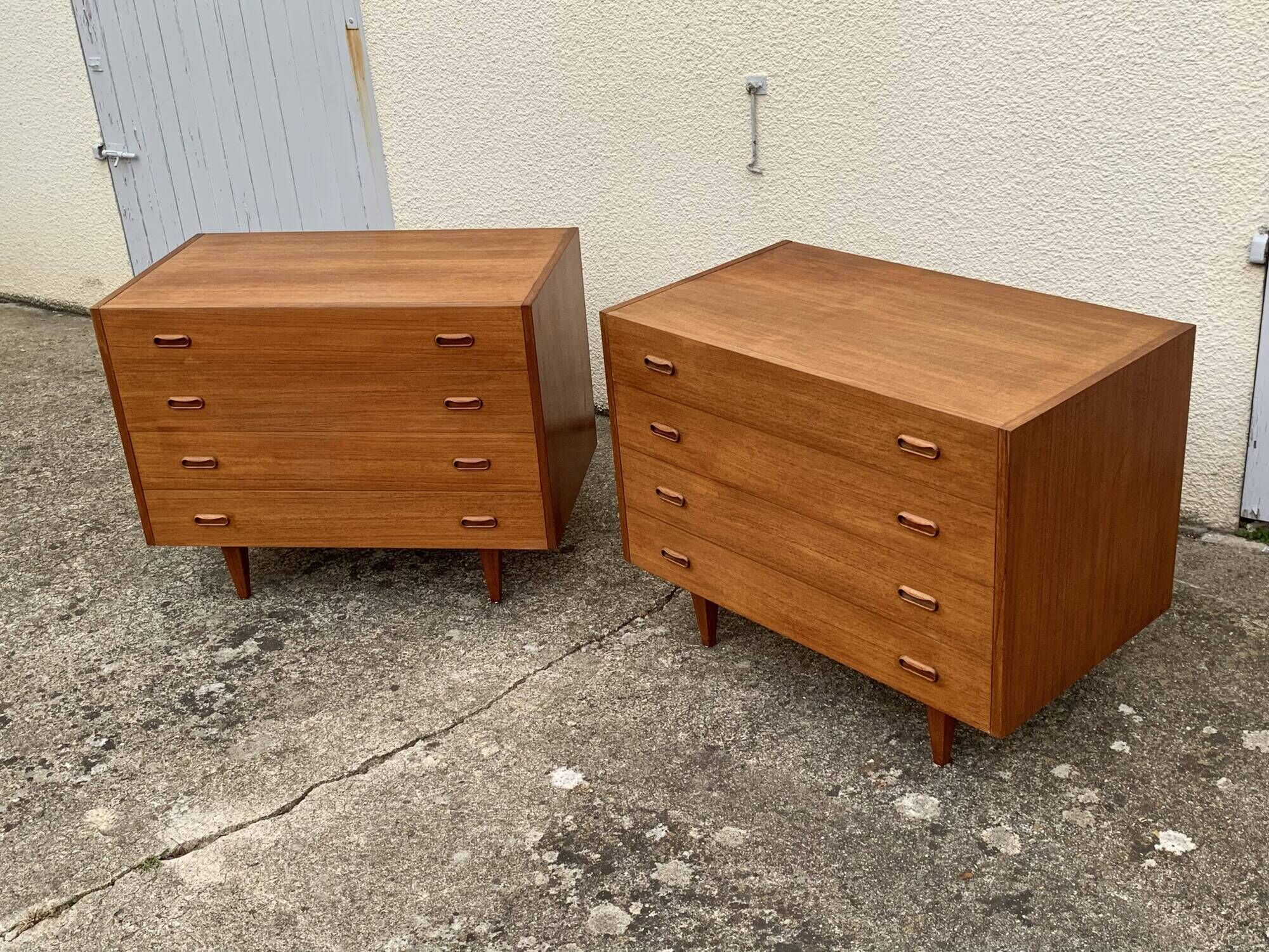 Pair of Scandinavian teak chests of drawers 1960