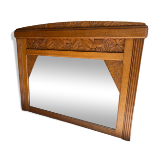 Miroir ancien vintage chêne massif 1920 98x73cm