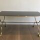 Neoclassical brass style coffee table with dolphin head decoration