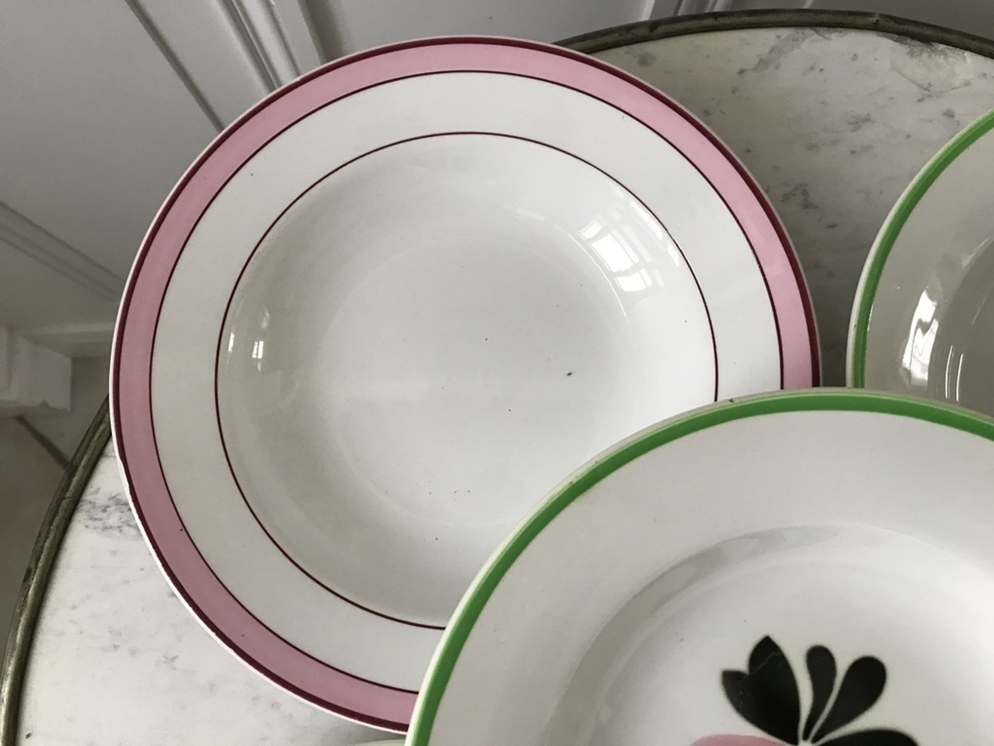 Lot of 5 hollow plates digoin sarreguemines model "rustic" and "casino" 50s