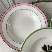 Lot of 5 hollow plates digoin sarreguemines model "rustic" and "casino" 50s