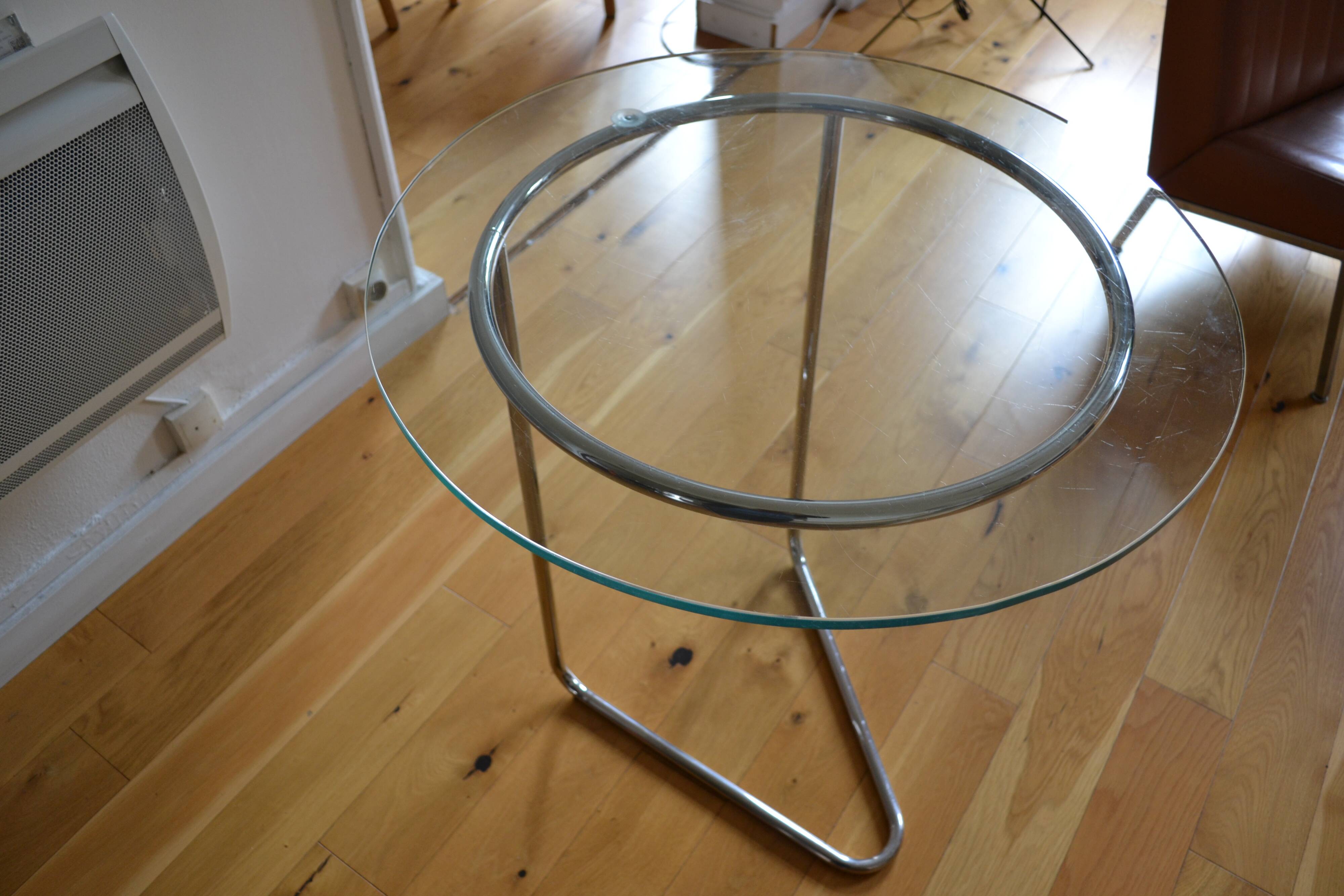 Side table or end table vintage metal and glass