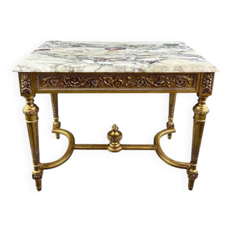 Table Console De Style Louis XVI à Plateau En Marbre , XIXe Siècle