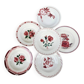 Mismatched vintage dinner plates x6