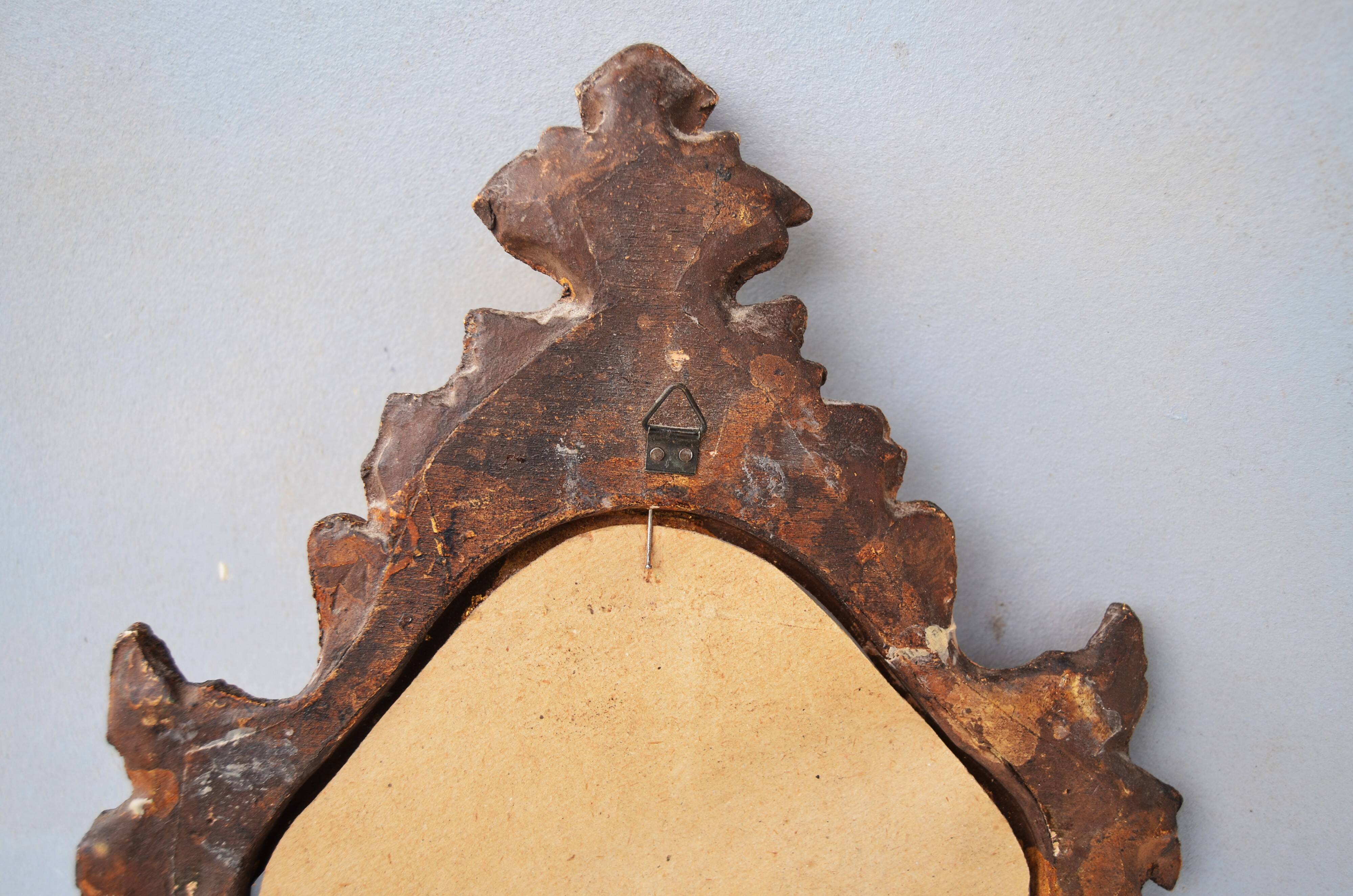 Antique Gilded Wood Mirror a Fronton Baroque Style