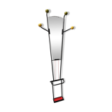 Coat rack/vintage iron mirror on foot 1970