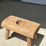 Side table in blond teak openwork tray