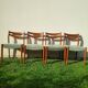 Lot of 4 Scandinavian chairs in wood and velvet fabric