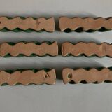 Set of 6 braided knife holders in green glazed earth