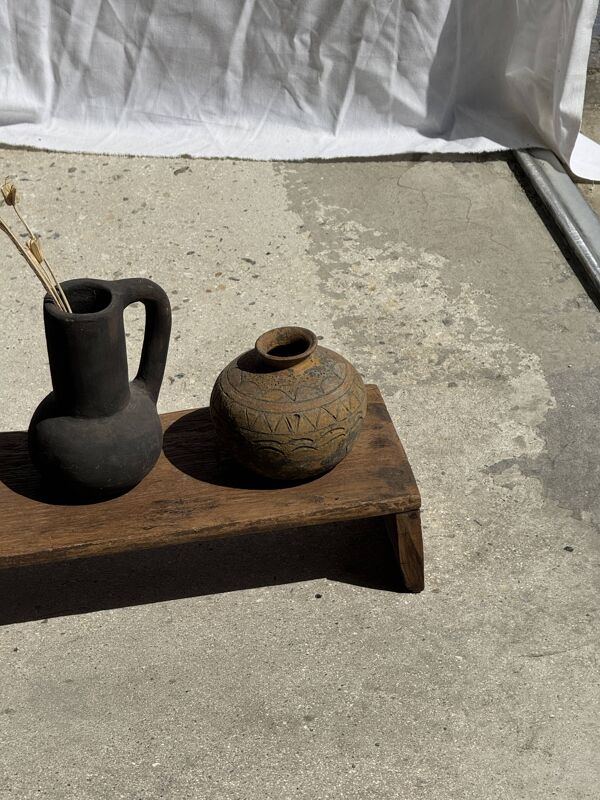 Petit banc en teck ancien bas indonésien ancien H10 L62 l14