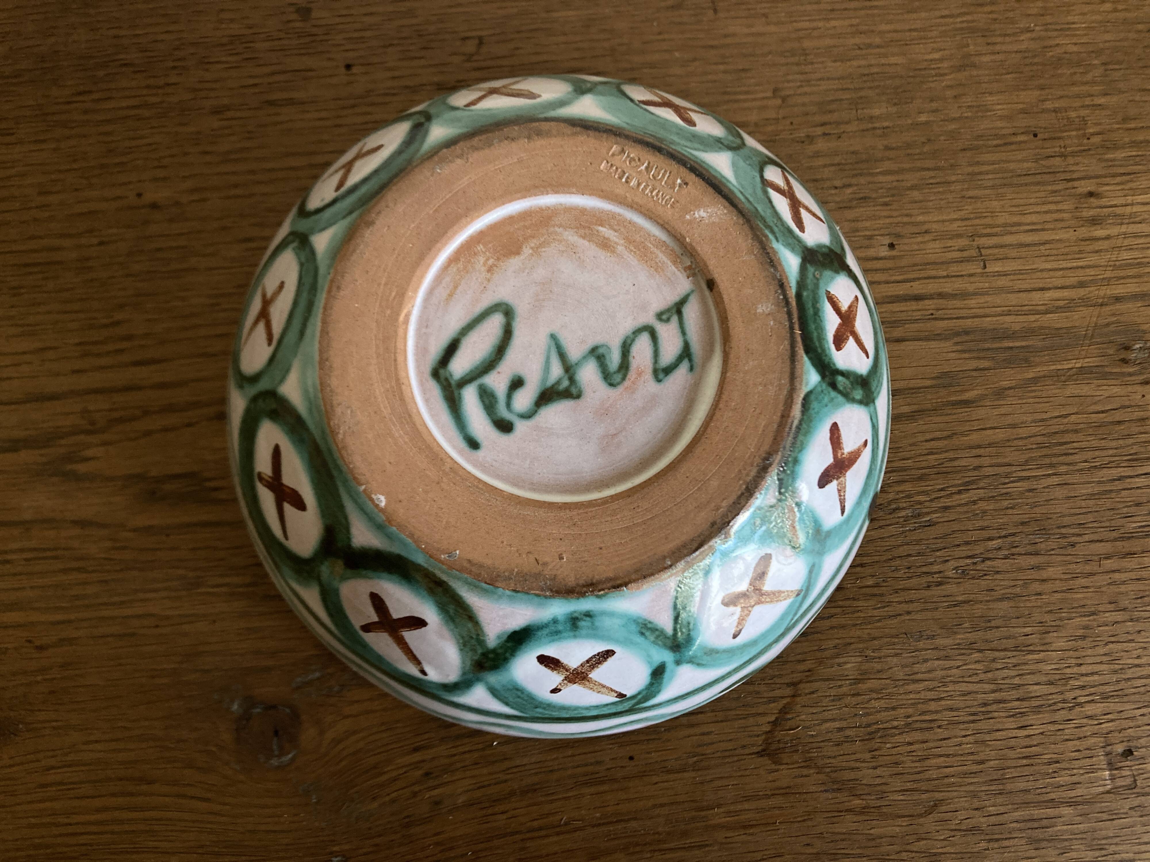 Robert Picault 1960 Vallauris salad bowl signed in full