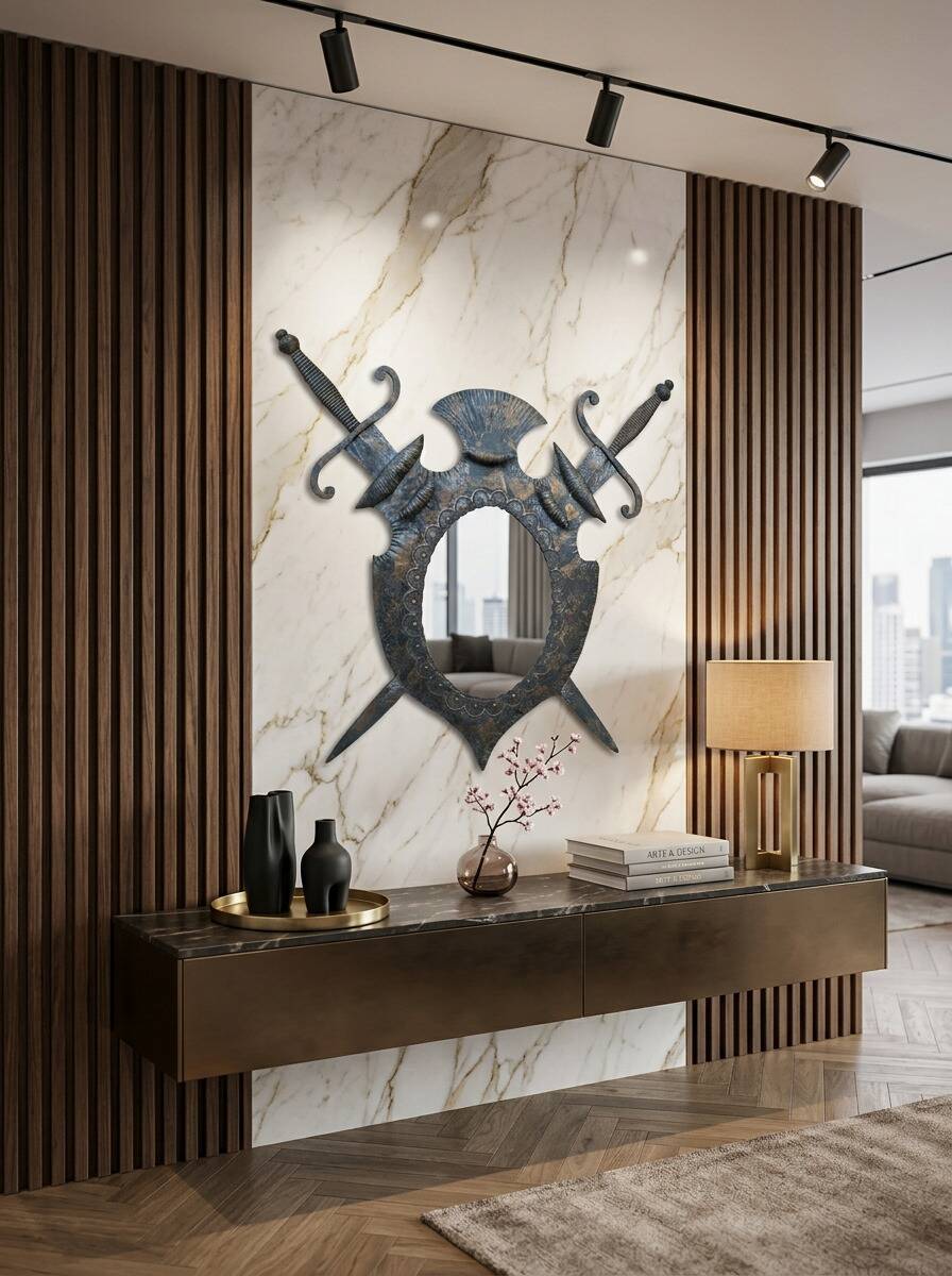 Specchio Araldico anni '70 in Ferro Battuto