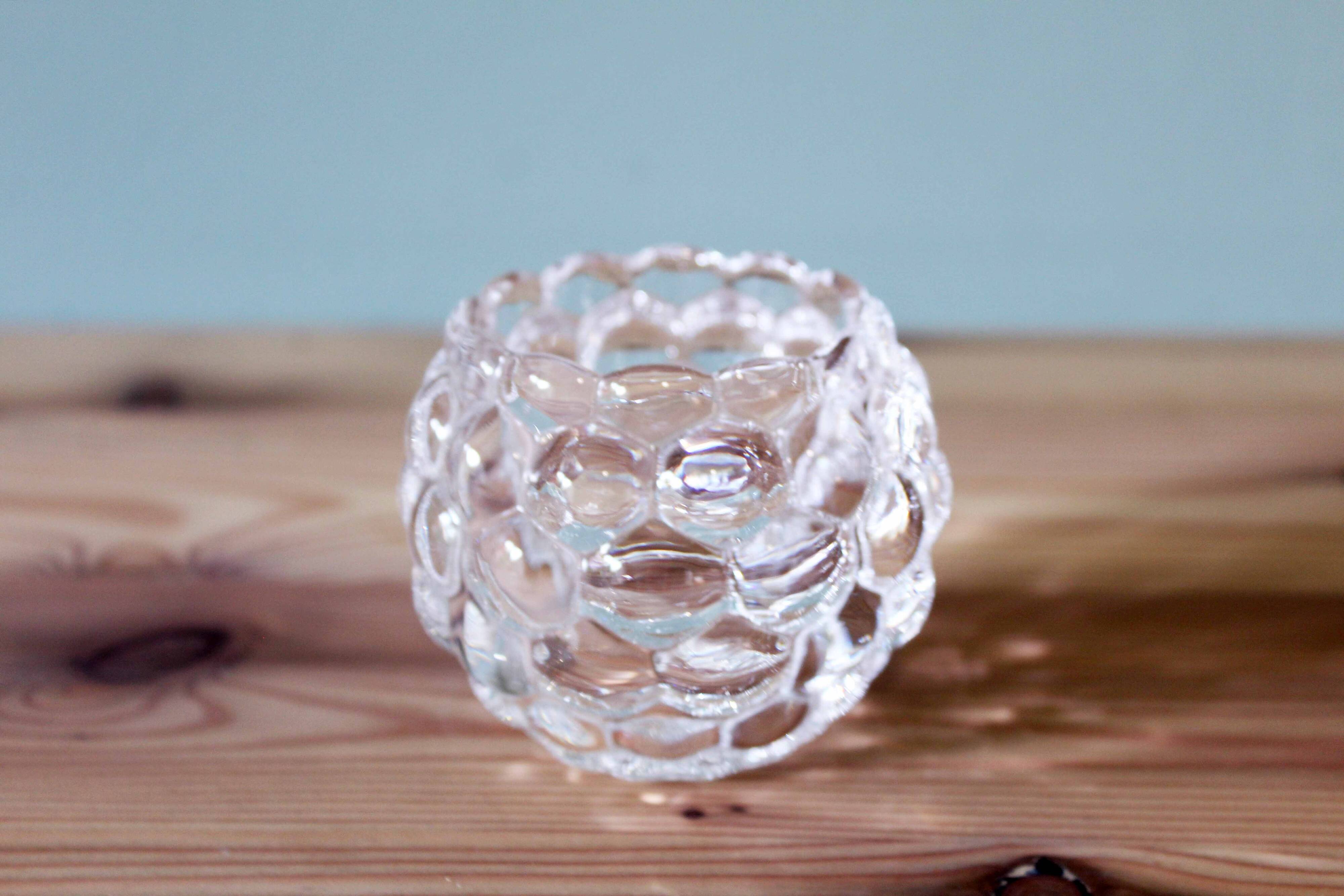 Raspberry-shaped glass tealight holder