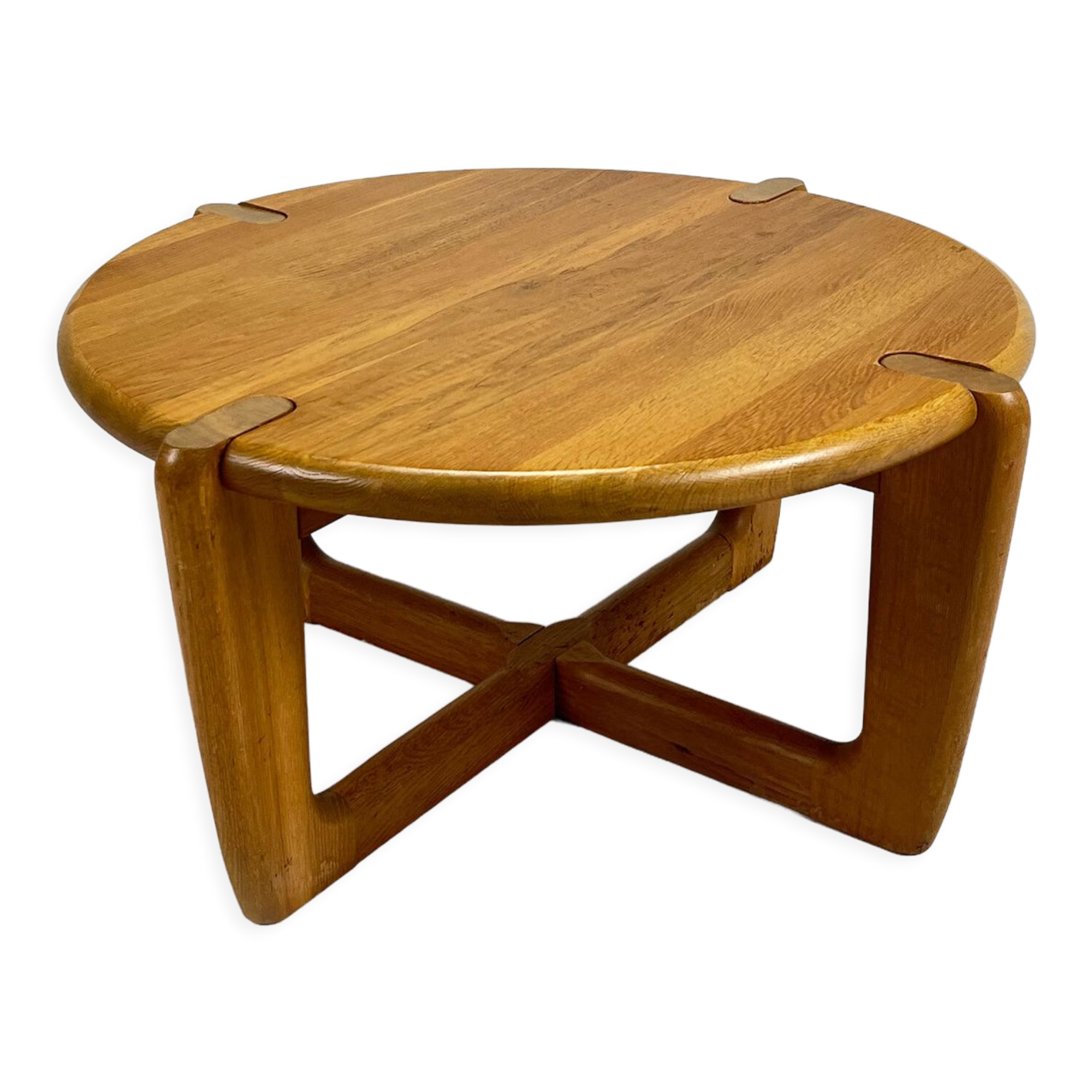 Mid Century Scandinavian Round Oak Coffee table, 1960s
